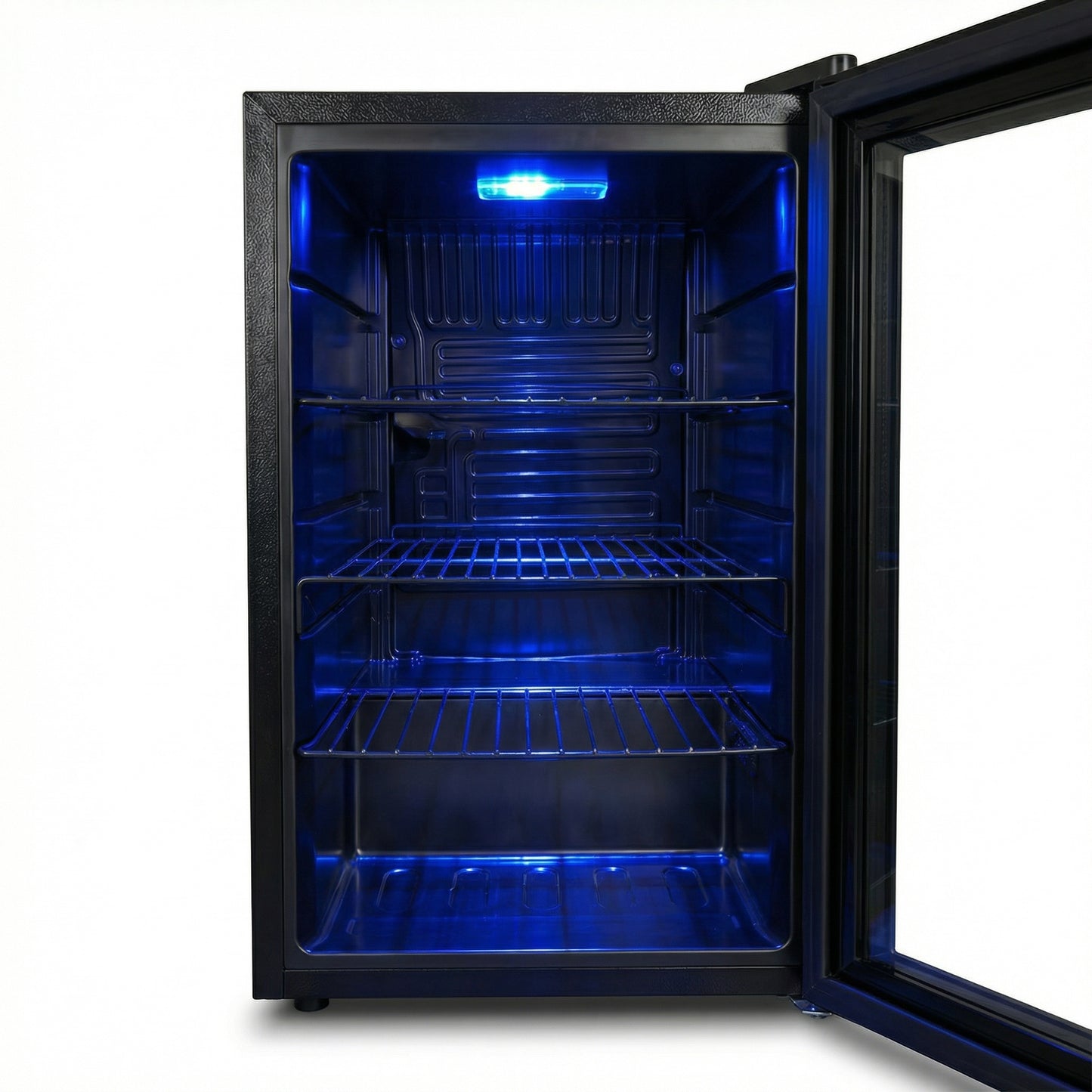 Freeze. 70L Getränkekühlschrank, Mini-Kühlschrank für 126 Dosen, Glastürkühlschrank, Weinkühler, kleiner Kühlschrank mit Glastür und verstellbaren Regalen für Zuhause/Bar/Büro, frostfrei, Schwarz