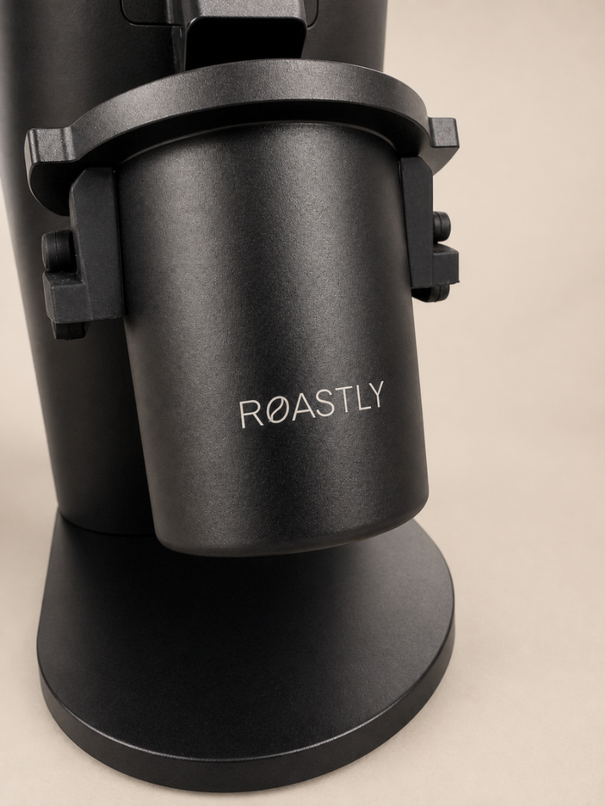 ROASTLY DF64 Kaffeemühle Gen 2 II V2.5, Berühmtes White Label, Elektrische Einzeldosis-Kaffeemühle, Nahezu Retentionsfrei (Schwarz)