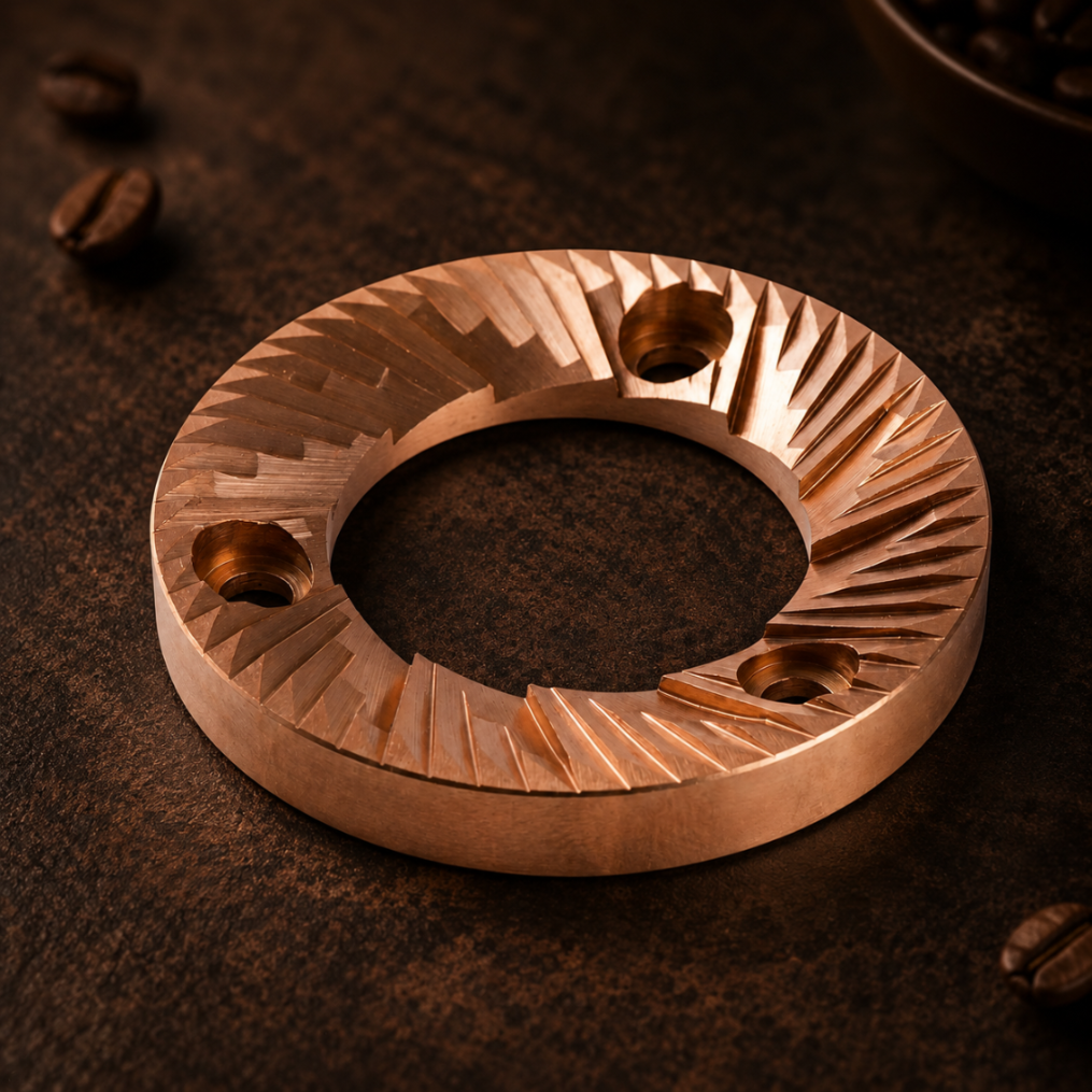 SSP HU Red Speed 83 mm Hoch-Uniformität flache Mahlscheiben Kaffeemühle Ersatzteil, kupferfarbenes Burr-Set aus Metall, 2er-Set mit TOP/BOTTOM, 3-Loch-Aufnahme für Espresso & Allround