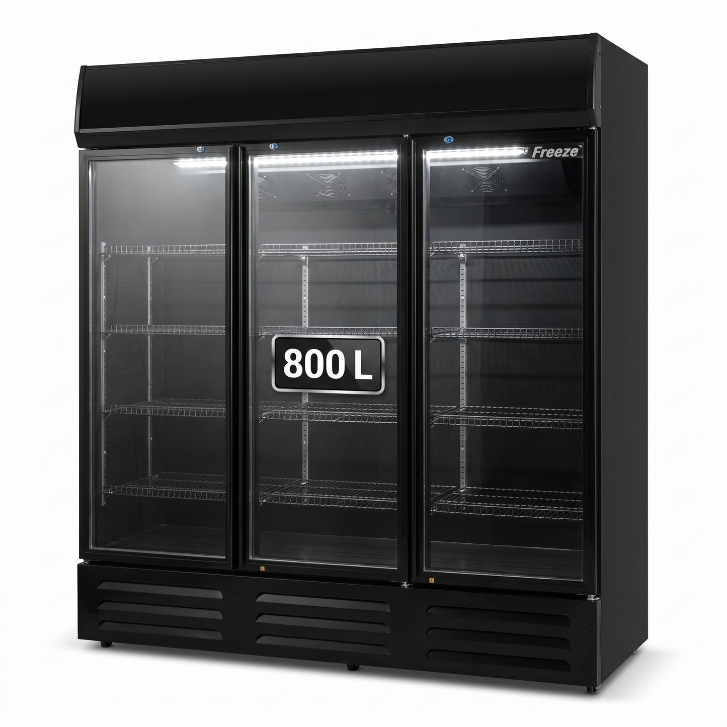 FREEZE. B-Ware Getränkekühlschrank NineThirty M mit Glastüren, 800 L Kapazität, Energieeffizienz C, abschließbar, mit Rollen