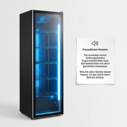 FREEZE. FourSixty A Getränkekühlschrank mit Glastür & LED-Beleuchtung - Flaschenkühlschrank mit 410L Kapazität, Aluminiumrahmen, Bierkühlschrank, Auto-Abtauung, 4 bis +10 °C