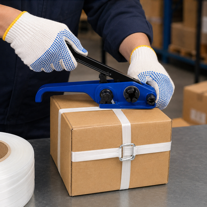 LastWerk Verpackungswerkzeug-Set aus Metall und Kunststoff, Professionelles Umreifungsgerät, robust und vielseitig einsetzbar, ideal für Transport und Lagerung