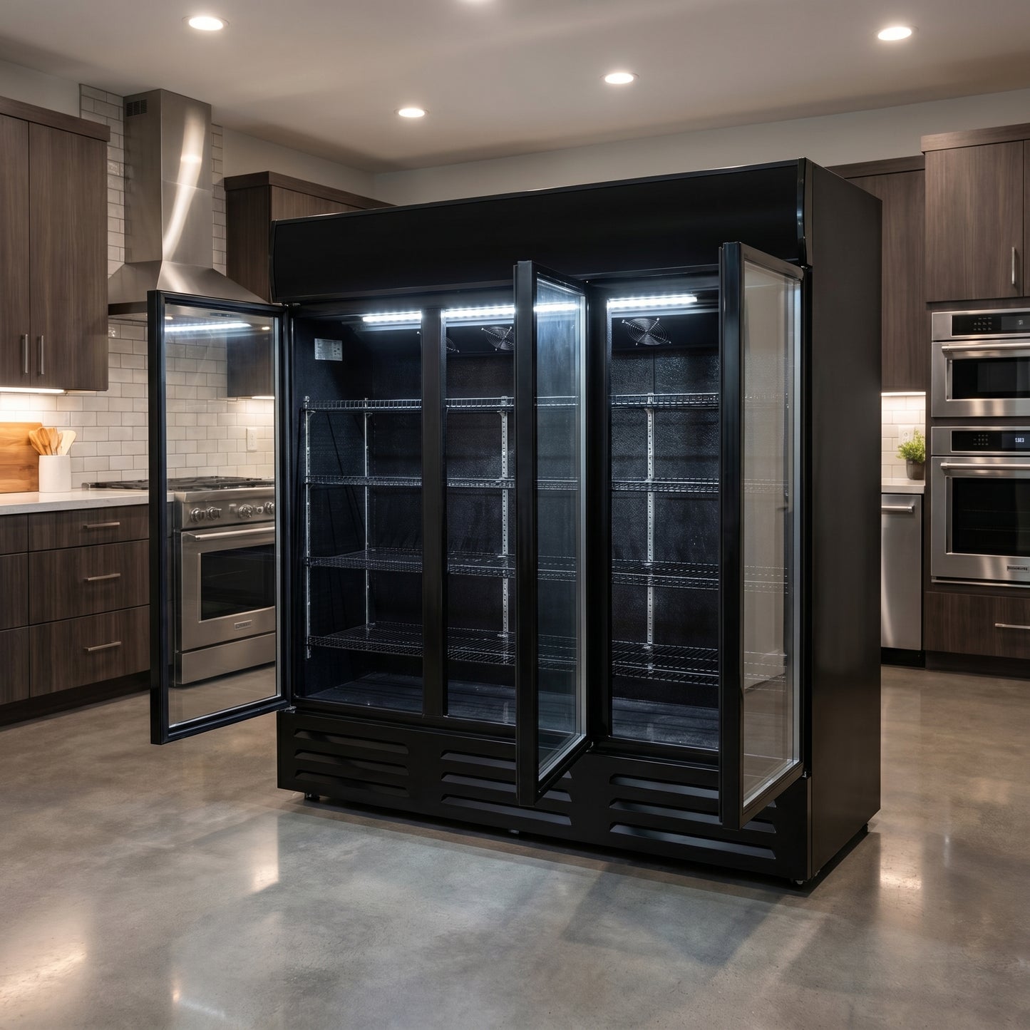 FREEZE. B-Ware Getränkekühlschrank NineThirty M mit Glastüren, 800 L Kapazität, Energieeffizienz C, abschließbar, mit Rollen