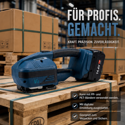Lastwerk V2 Akku Umreifungsgerät für PP & PET Band 13–16 mm – Elektrisches Hand Umreifungsgerät mit 4000 mAh Akku, 3200 N Spannkraft, Halbautomatische Verpackungsmaschine