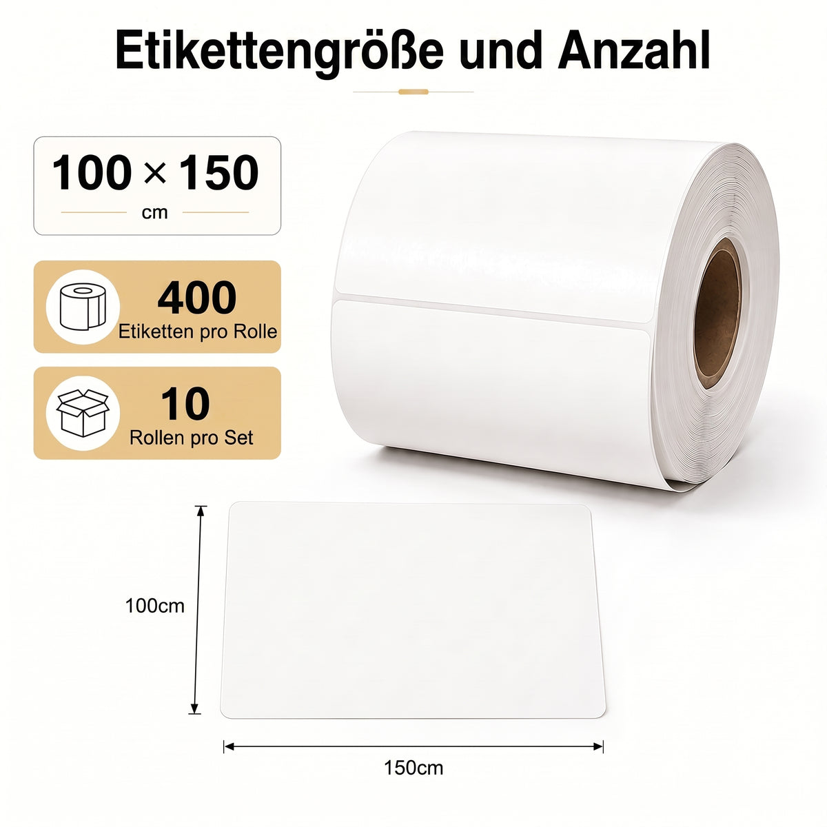 LastWerk Versandetiketten 100 x 150 cm auf Rolle, 10 Rollen je 400 Thermoetiketten, weiß matt, permanent selbstklebend, für Direkt-Thermodrucker, Barcode, Adresse & Lagerkennzeichnung