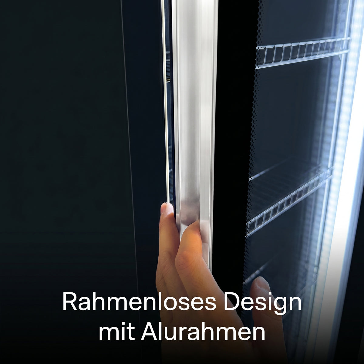 FREEZE. OneTwoFifty A Getränkekühlschrank mit Glastür & LED-Beleuchtung - Flaschenkühlschrank mit 1100L Kapazität, Aluminiumrahmen, Bierkühlschrank, Auto-Abtauung, 4 bis +10 °C