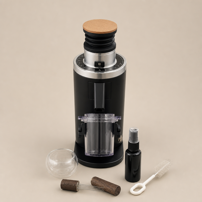 ACCEPTABLE ROASTLY DF54 Kaffeemühle Gen 4 IV V4, Elektrische Einzeldosis-Kaffeemühle, Nahezu Retentionsfrei (Schwarz)