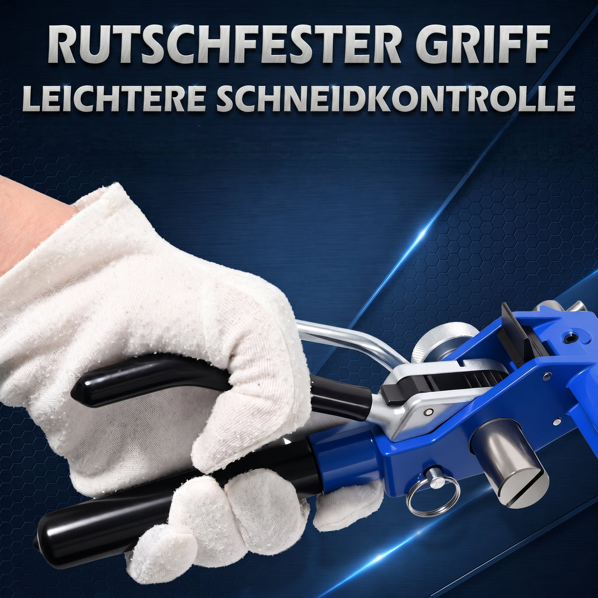 LastWerk Stahl-Umreifungsset mit Bandspannwerkzeug, 30 m Band 19 x 0,76 mm, 30 Schnallen, Handschuhe, Stahl-Spanner mit Schneidgriff für HLK-Rohre, Kabel, Schilder, Paletten-Montage