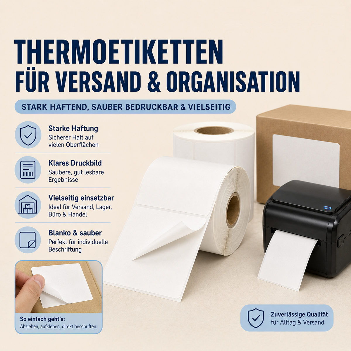 LastWerk Versandetiketten 100 x 150 cm auf Rolle, 10 Rollen je 400 Thermoetiketten, weiß matt, permanent selbstklebend, für Direkt-Thermodrucker, Barcode, Adresse & Lagerkennzeichnung