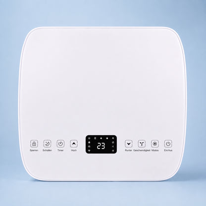 Freeze Mobile Klimaanlage Weiß – Monoblock-Klimagerät mit LED-Display & Fernbedienung, Timer und Sleep‑Modus, verstellbarer Luftauslass, Kindersicherung, Rollen, inkl. Abluftschlauch & Fensterkit