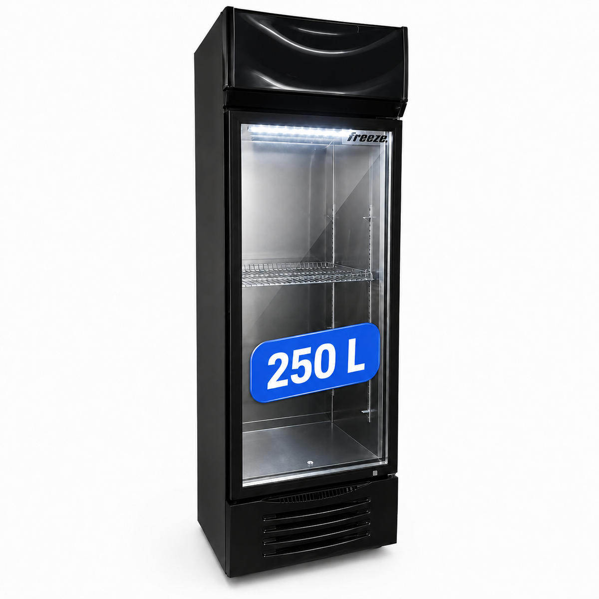 FREEZE. B-Ware Getränkekühlschrank TwoFifty M mit Glastüren, 250 L Kapazität, Energieeffizienz C, abschließbar, mit Rollen