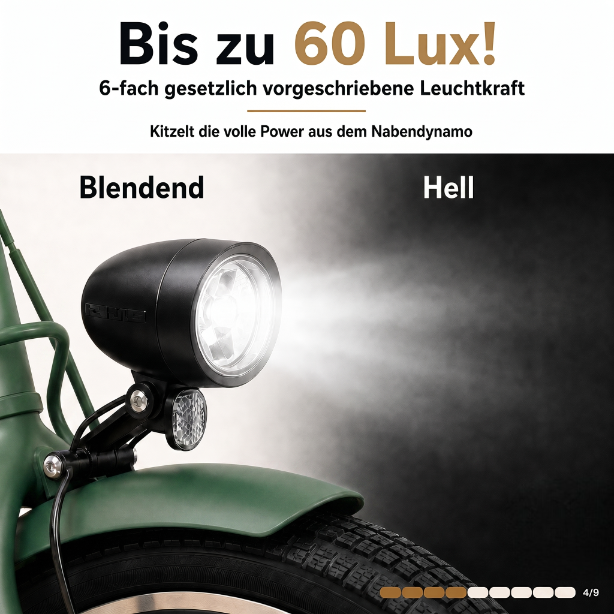 oToMUNICH Plus Olive Green 28 Zoll Fahrrad, Shimano 7-Gang, City-Bike, Tiefeinsteiger mit Stahlrahmen, Nabendynamo 60 Lux LED Frontlicht, mit Tracker, Fahrradcomputer, Handyhalterung und Gepäckträger