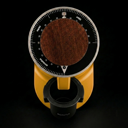 ROASTLY DF64 Kaffeemühle Gen 2 II V2.5, Berühmtes White Label, Elektrische Einzeldosis-Kaffeemühle, Nahezu Retentionsfrei (Gelb)