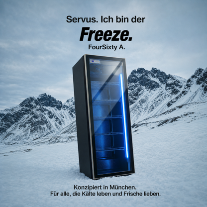FREEZE. FourSixty A Getränkekühlschrank mit Glastür & LED-Beleuchtung - Flaschenkühlschrank mit 410L Kapazität, Aluminiumrahmen, Bierkühlschrank, Auto-Abtauung, 4 bis +10 °C