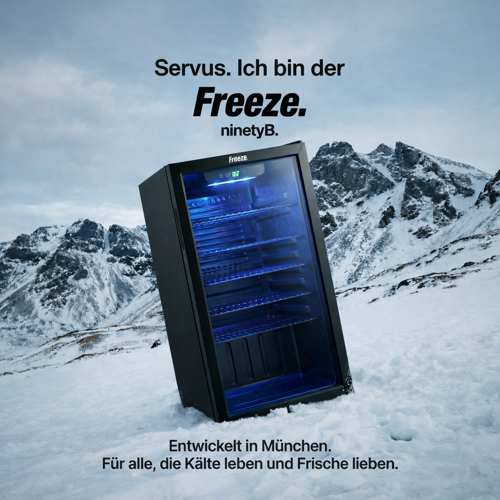 Freeze. 90L Getränkekühlschrank, Mini-Kühlschrank für 126 Dosen, Glastürkühlschrank, Weinkühler, kleiner Kühlschrank mit Glastür und verstellbaren Regalen für Zuhause/Bar/Büro, frostfrei, Schwarz