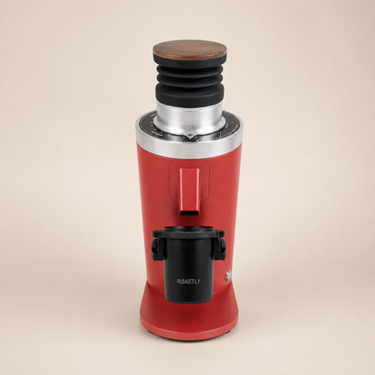 ROASTLY DF64 Kaffeemühle Gen 2 II V2.5, Berühmtes White Label, Elektrische Einzeldosis-Kaffeemühle, Nahezu Retentionsfrei (Rot)