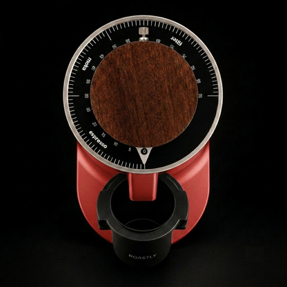 ROASTLY DF64 Kaffeemühle Gen 2 II V2.5, Berühmtes White Label, Elektrische Einzeldosis-Kaffeemühle, Nahezu Retentionsfrei (Rot)