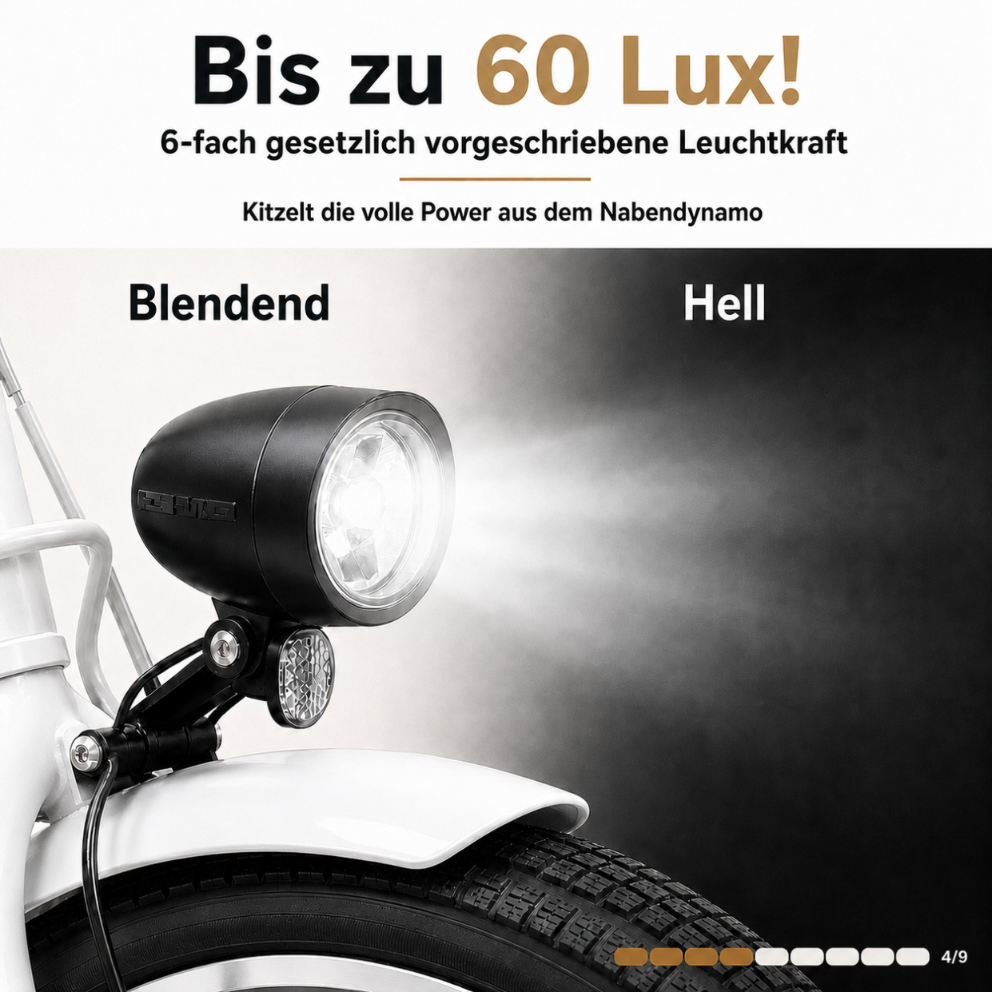 oToMUNICH Base Spotless White 28 Zoll Fahrrad, Single Speed, City-Bike, Tiefeinsteiger mit Stahlrahmen, Nabendynamo 60 Lux LED Frontlicht, mit Tracker, Fahrradcomputer, Handyhalterung und Gepackträger