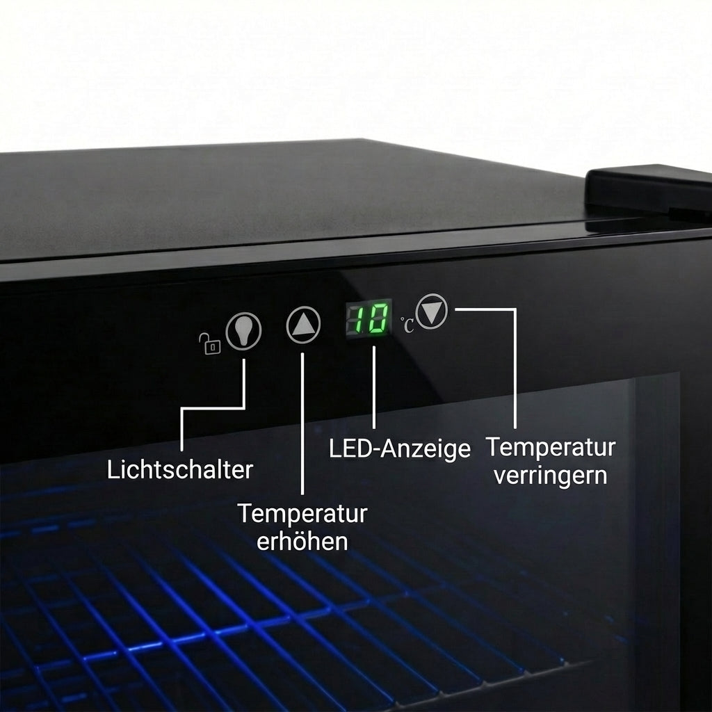 Freeze. 70L Getränkekühlschrank, Mini-Kühlschrank für 126 Dosen, Glastürkühlschrank, Weinkühler, kleiner Kühlschrank mit Glastür und verstellbaren Regalen für Zuhause/Bar/Büro, frostfrei, Schwarz