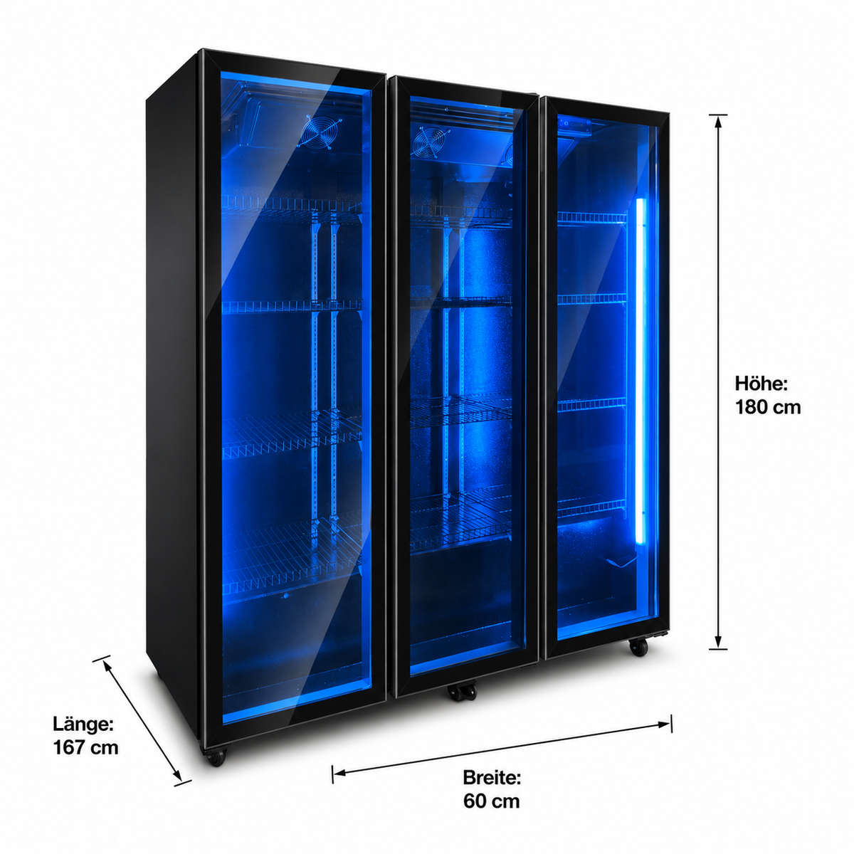 FREEZE. OneTwoFifty A Getränkekühlschrank mit Glastür & LED-Beleuchtung - Flaschenkühlschrank mit 1100L Kapazität, Aluminiumrahmen, Bierkühlschrank, Auto-Abtauung, 4 bis +10 °C