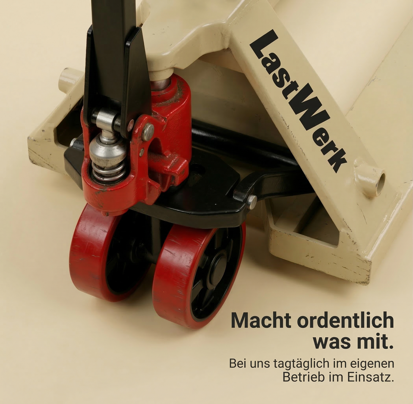LastWerk One Hubwagen 2500 kg und 1150 mm Gabellänge PU-Rollen Handhubwagen Palettenwagen Gabelhubwagen aus Stahl, Polyurethan