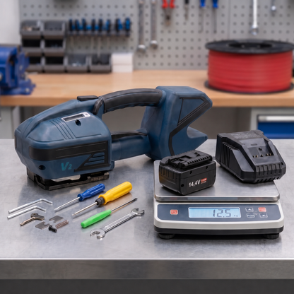 Lastwerk V2 Akku Umreifungsgerät für PP & PET Band 13–16 mm – Elektrisches Hand Umreifungsgerät mit 4000 mAh Akku, 3200 N Spannkraft, Halbautomatische Verpackungsmaschine