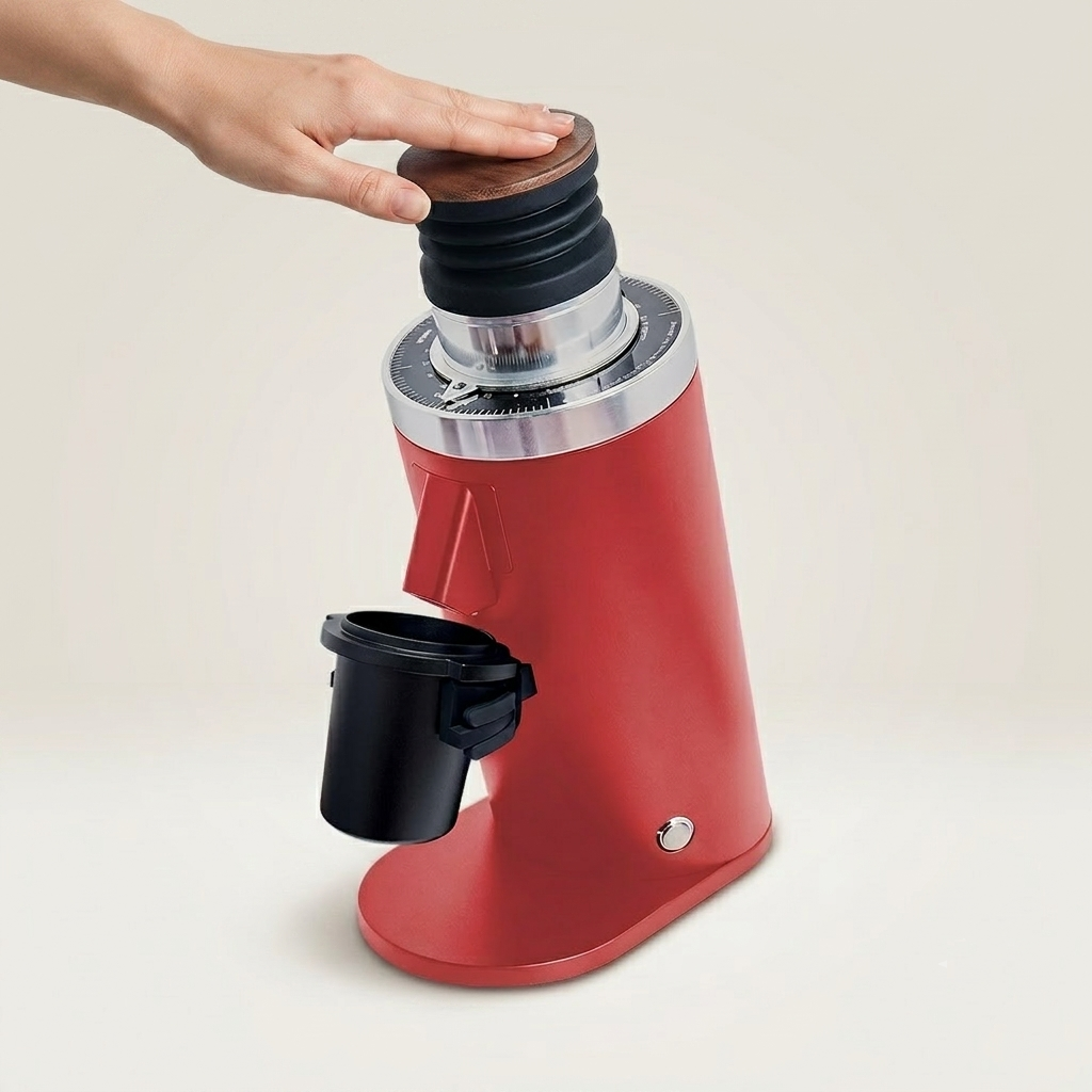 ROASTLY DF64 Kaffeemühle Gen 2 II V2.5, Berühmtes White Label, Elektrische Einzeldosis-Kaffeemühle, Nahezu Retentionsfrei (Rot)