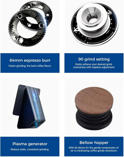 DF64 Kaffeemühle Gen 2 II, Berühmtes White Label, Elektrische Einzeldosis-Kaffeemühle, Nahezu Retentionsfrei (Schwarz)