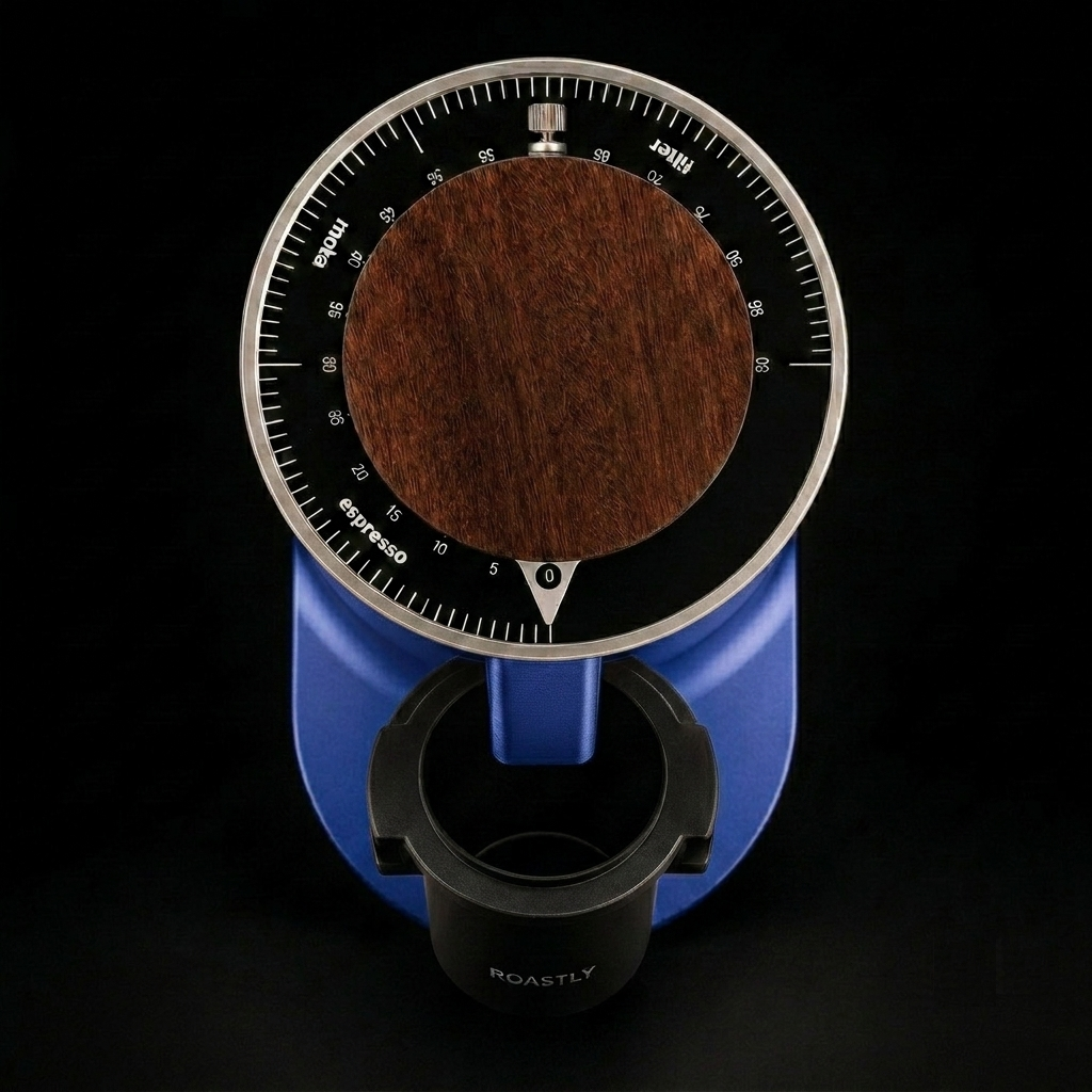 ROASTLY DF64 Kaffeemühle Gen 2 II V2.5, Berühmtes White Label, Elektrische Einzeldosis-Kaffeemühle, Nahezu Retentionsfrei (Blau)