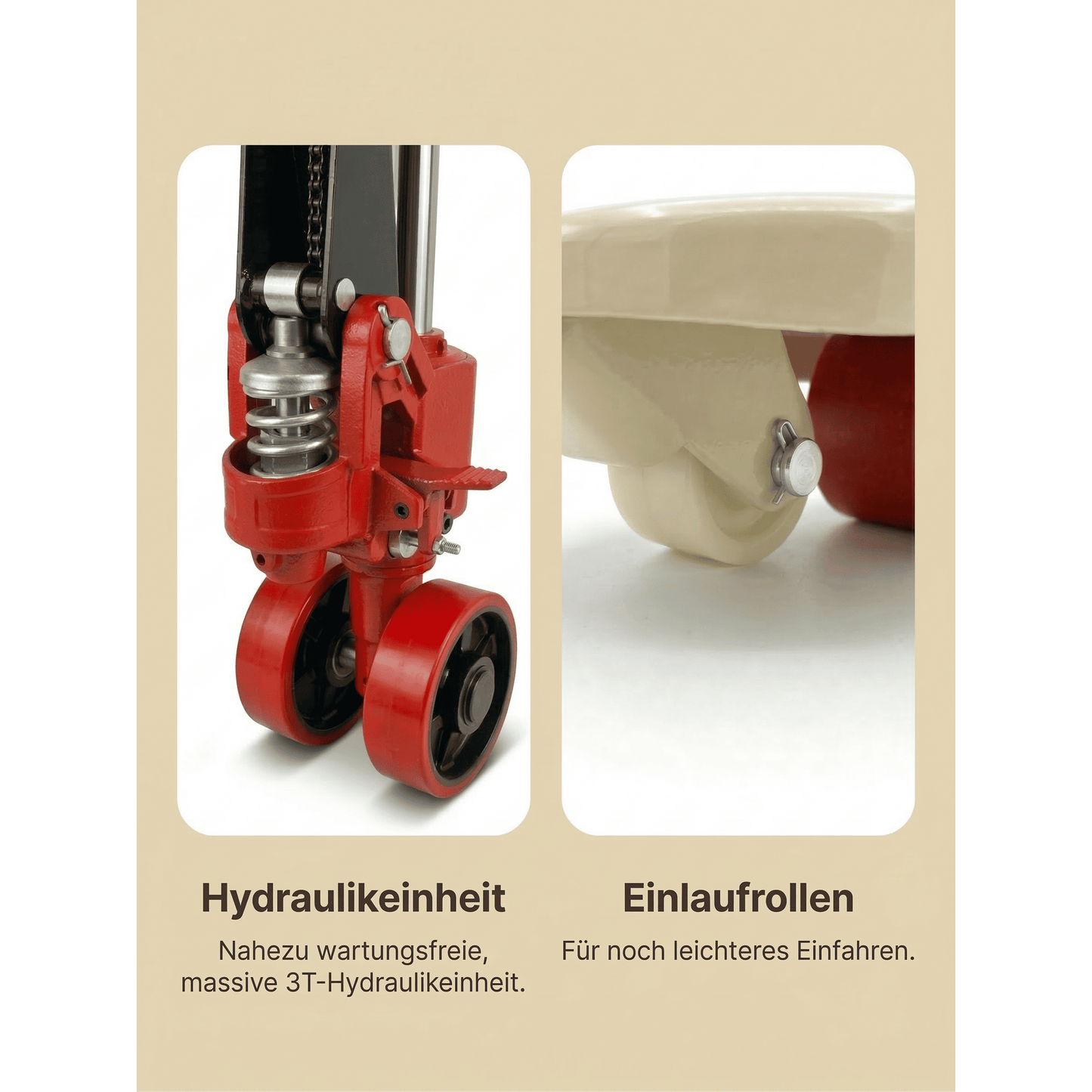 LastWerk One Hubwagen 2500 kg und 1150 mm Gabellänge PU Rollen Handhubwagen Palettenwagen Gabelhubwagen aus Stahl, Polyurethan