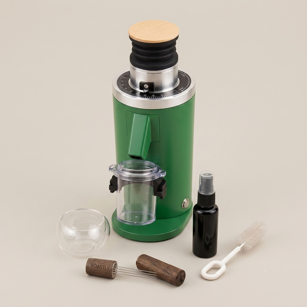 ROASTLY DF54 Kaffeemühle Gen 3 III V3/V4, Elektrische Einzeldosis-Kaffeemühle, Nahezu Retentionsfrei (Grün)