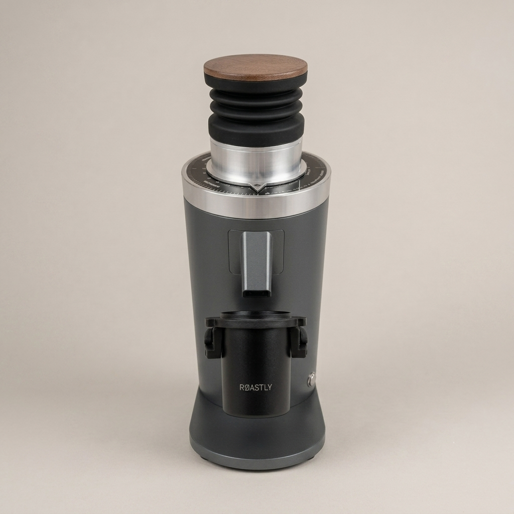ROASTLY DF64 Kaffeemühle Gen 2 II V2.5, Berühmtes White Label, Elektrische Einzeldosis-Kaffeemühle, Nahezu Retentionsfrei (Grau)