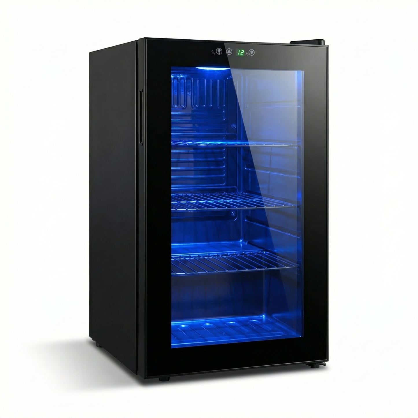 Freeze. 70L Getränkekühlschrank, Mini-Kühlschrank für 126 Dosen, Glastürkühlschrank, Weinkühler, kleiner Kühlschrank mit Glastür und verstellbaren Regalen für Zuhause/Bar/Büro, frostfrei, Schwarz
