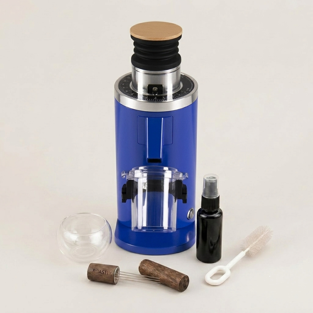 ROASTLY DF54 Kaffeemühle Gen 3 III V3/V4, Elektrische Einzeldosis-Kaffeemühle, Nahezu Retentionsfrei (Blau)