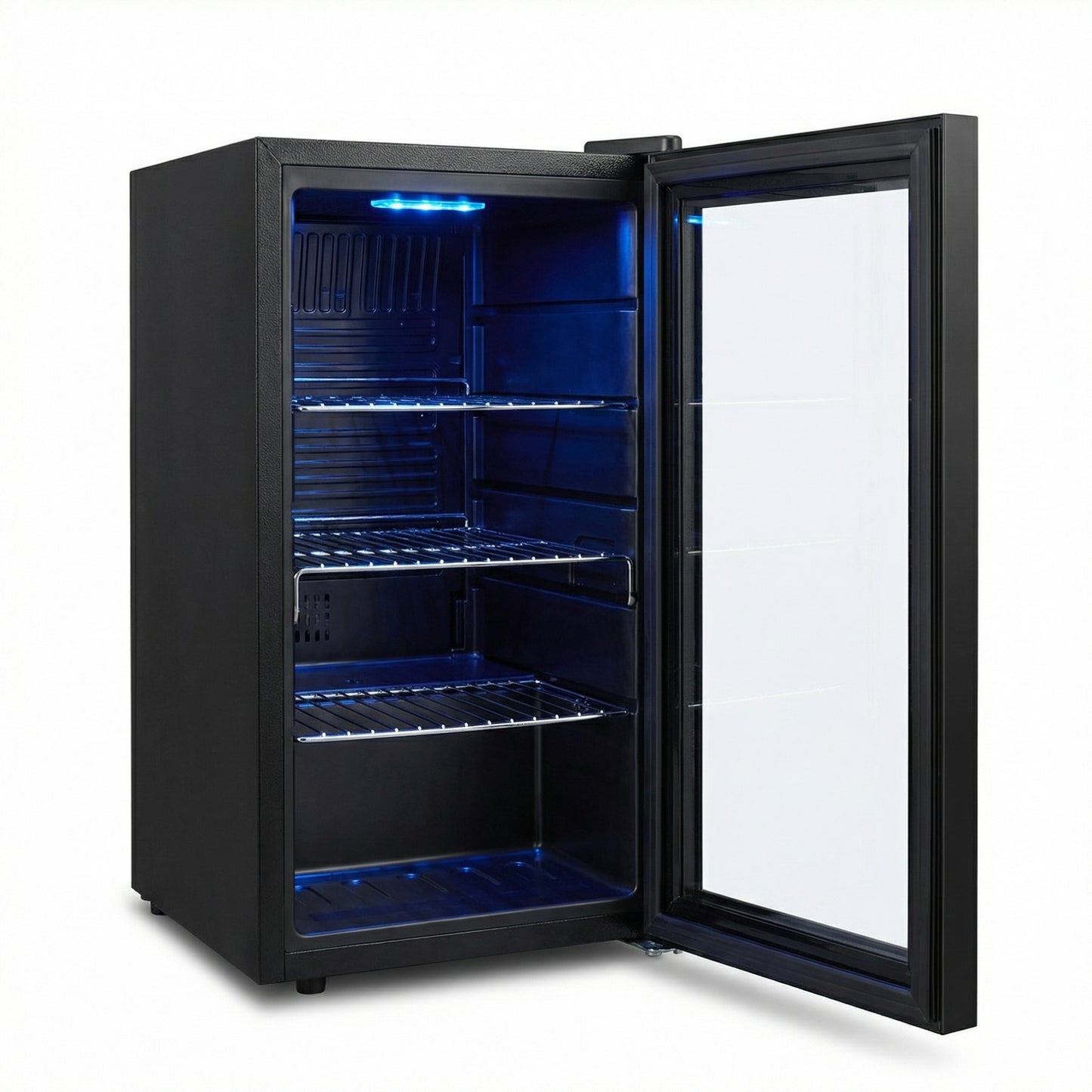 Freeze. 70L Getränkekühlschrank, Mini-Kühlschrank für 126 Dosen, Glastürkühlschrank, Weinkühler, kleiner Kühlschrank mit Glastür und verstellbaren Regalen für Zuhause/Bar/Büro, frostfrei, Schwarz