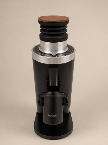 ROASTLY DF64 Red Ti Kaffeemühle Gen 2 II V2.5, Berühmtes White Label, Elektrische Einzeldosis-Kaffeemühle, Nahezu Retentionsfrei (Schwarz)