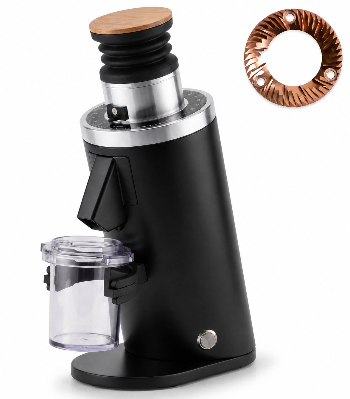 AKZEPTABEL ROASTLY DF54 Red TI Kaffeemühle Gen 4 IV V4, Elektrische Einzeldosis-Kaffeemühle, Nahezu Retentionsfrei (Schwarz)